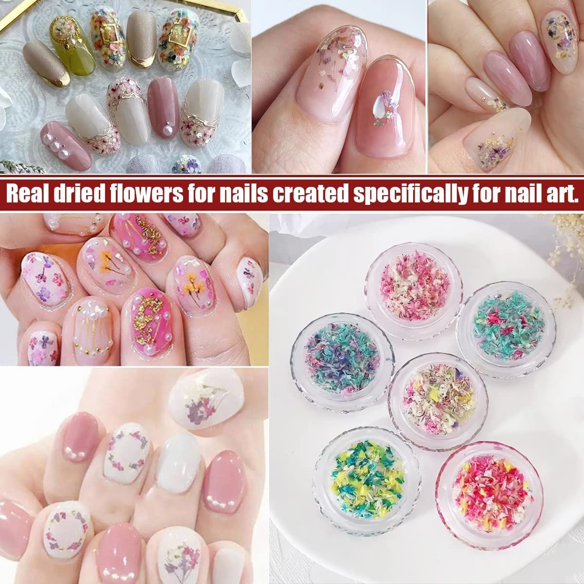 Amazon.co.jp: AAGWW ドライフラワー ネイルパーツ 押し花 天然花 花