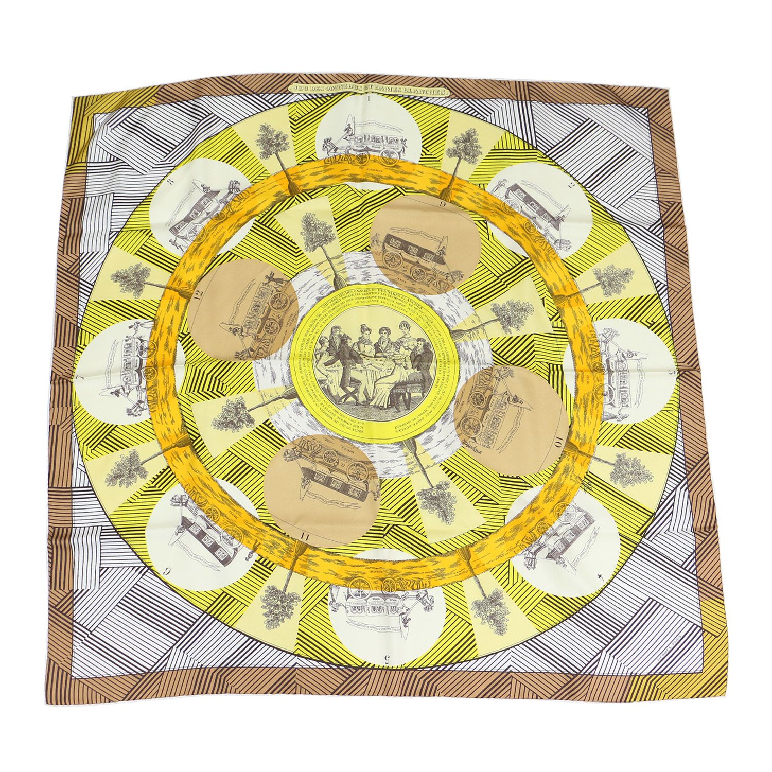 美品】HERMES エルメス カレ90 シルク スカーフ / JEU DES OMNIBUS ET