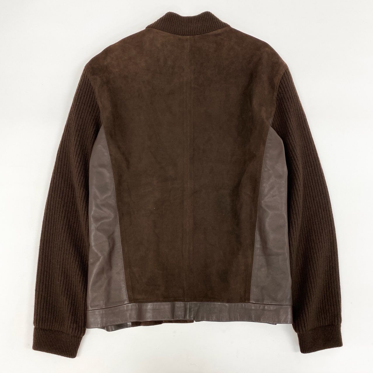 ダンヒル dunhill レザー ウール ジャケット ジップ セーター ブルゾン 49i11 dunhll ダンヒル レザージャケット ブルゾン 袖ニット切替