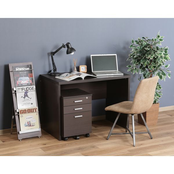 デスク2点セット BR ブラウン 組立品