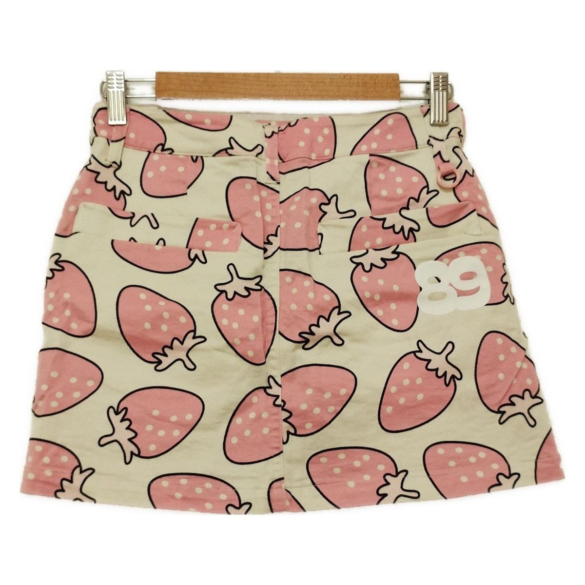 PEARLY GATES パーリーゲイツ ミニスカート サイズ00 XS レディース - アイボリー×ライトピンク×黒 イチゴ