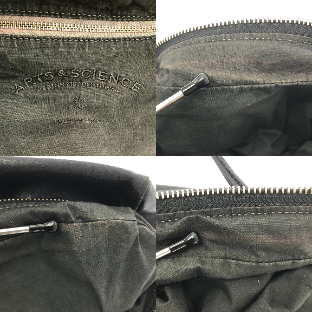 ARTS-SCIENCE アーツアンドサイエンス レザー ボストン型 ハンドバッグ ロゴ裏地 ブラック レディース NEXPOTALLINN_EU