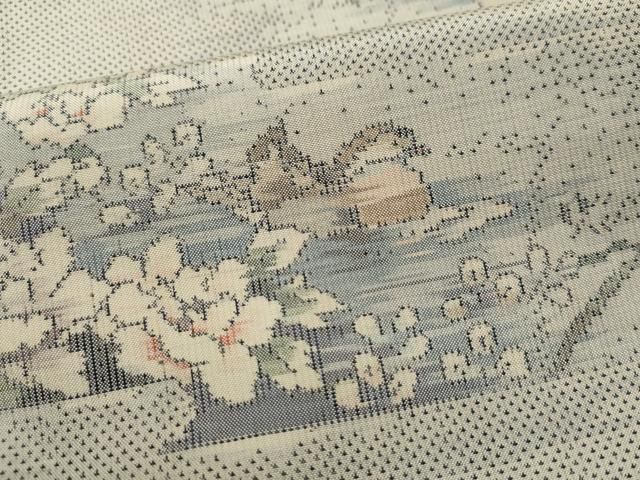 平和屋着物○本場大島紬 9マルキ 霞吉祥花鳥文 正絹 逸品 CAAR8047vf