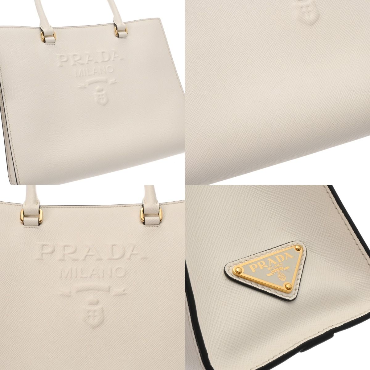 プラダ ミディアム 2WAY ハンドバッグ ホワイト 1BA337 レディース  