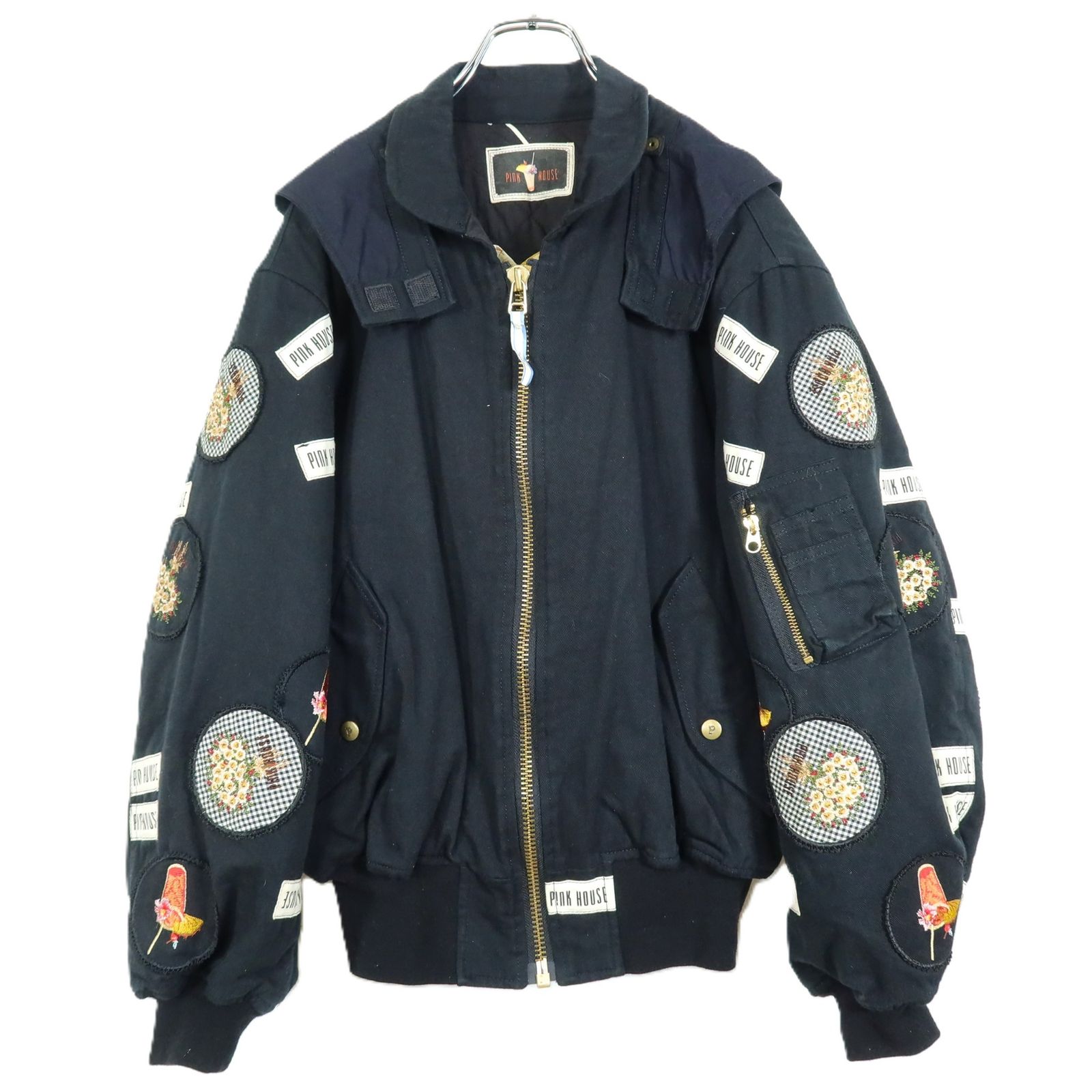ピンクハウス　ワッペン　プリントブルゾン　ジャンパー　パーカー　キルティング ピンクハウス ワッペン プリントブルゾン ジャンパー パーカー