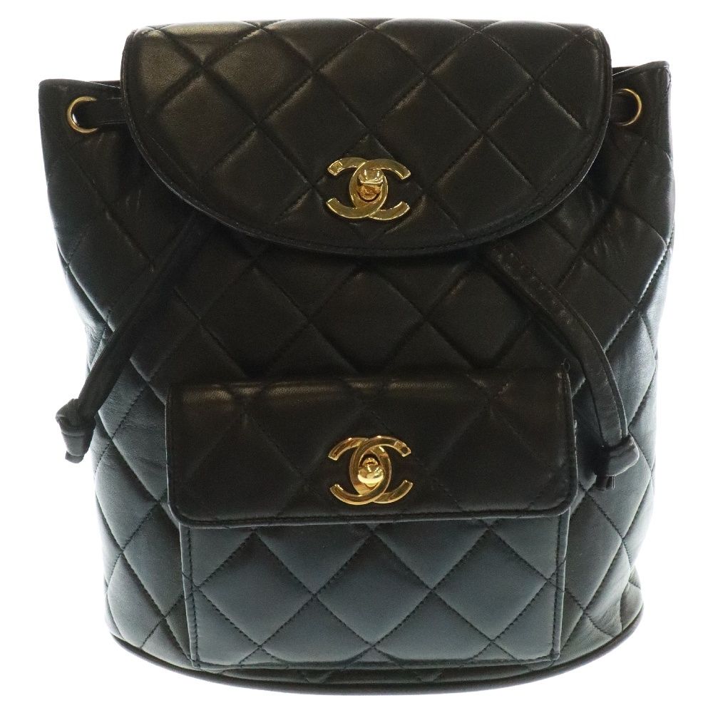CHANEL シャネル マトラッセ ココマークラムスキン レザーバックパック リュックサック ブラック A10177