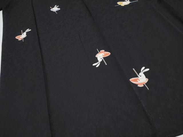 平和屋本店■極上　小紋　兎　黒地　逸品　CYAA1986s5 平和屋本店□極上 小紋 兎 黒地 逸品 CYAA1986s5 - メルカリ