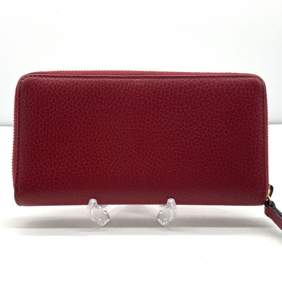 ✨極美品✨GUCCI 　マーモント　長財布　ラウンドファスナー　シボ革　レッド ✨極美品✨GUCCI マーモント 長財布 ラウンドファスナー シボ革