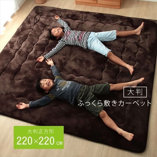 ラグ こたつ敷き布団 正方形 幅広ラグ ブラウン 約220×220cm