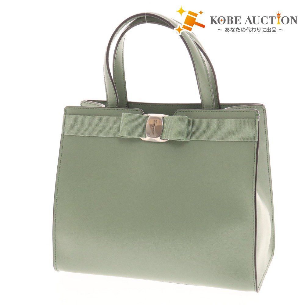 フェラガモ　グリーン リボン付き ハンドバッグ 中古・古着通販】Salvatore Ferragamo (サルヴァトーレ