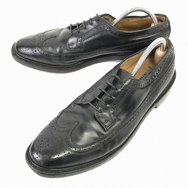 80s-90s?|Vintage フローシャイム|FLORSHEIM|インペリアル 本革|グッドイヤー製法|ウイングチップ 28.5|11D|黒 緑窓|ドレスシューズ|ビジネス◆MH-136<sale>