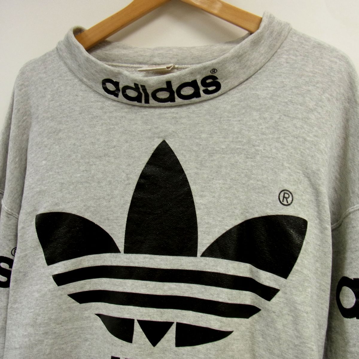 90s 銀タグ ヴィンテージ adidas アディダス 両面プリント ビッグ 
