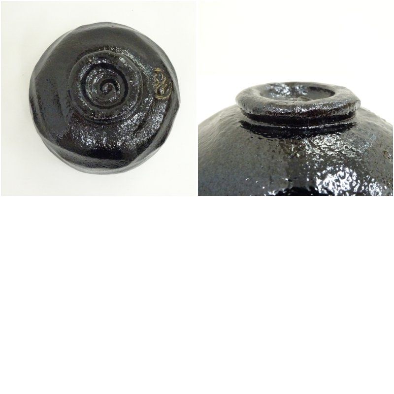 骨董品　抹茶茶碗　黒楽　茶道具 楽入窯製 黒楽茶碗」 茶道具 抹茶碗 楽焼 茶碗・めし碗 楽入