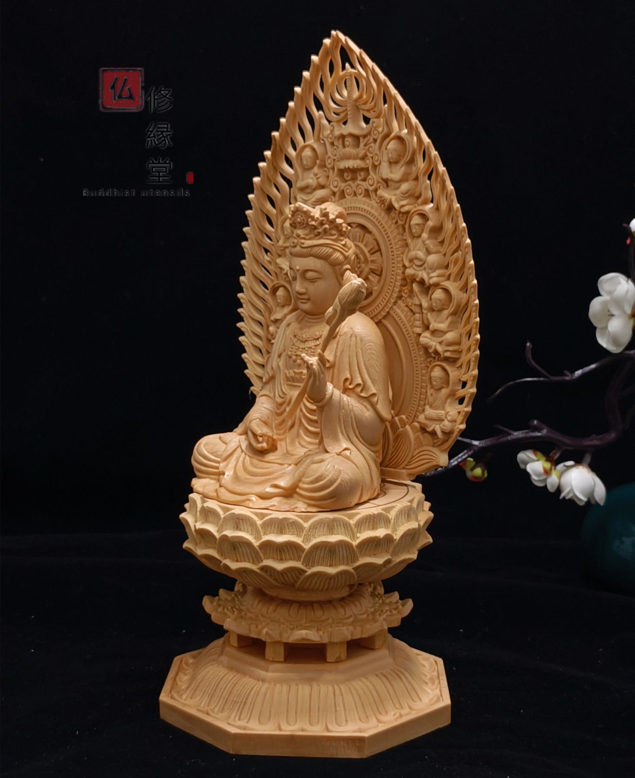 【修縁堂】大迫力 木彫り 仏像 千手観音菩薩立像 彫刻 一刀彫 天然木檜材 修縁堂】大迫力 木彫り 仏像 千手観音菩薩立像 彫刻 一刀彫 天然木