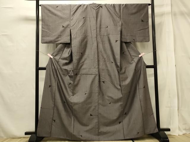 平和屋着物▽本場縞大島紬 単衣 縞 正絹 逸品 AABA7493fy 平和屋着物