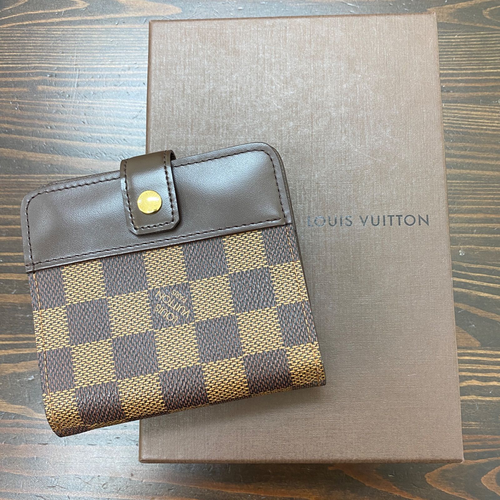 LOUISVUITTON ルイヴィトン N61668 ダミエ PVC 二つ折り財布 ブラウン