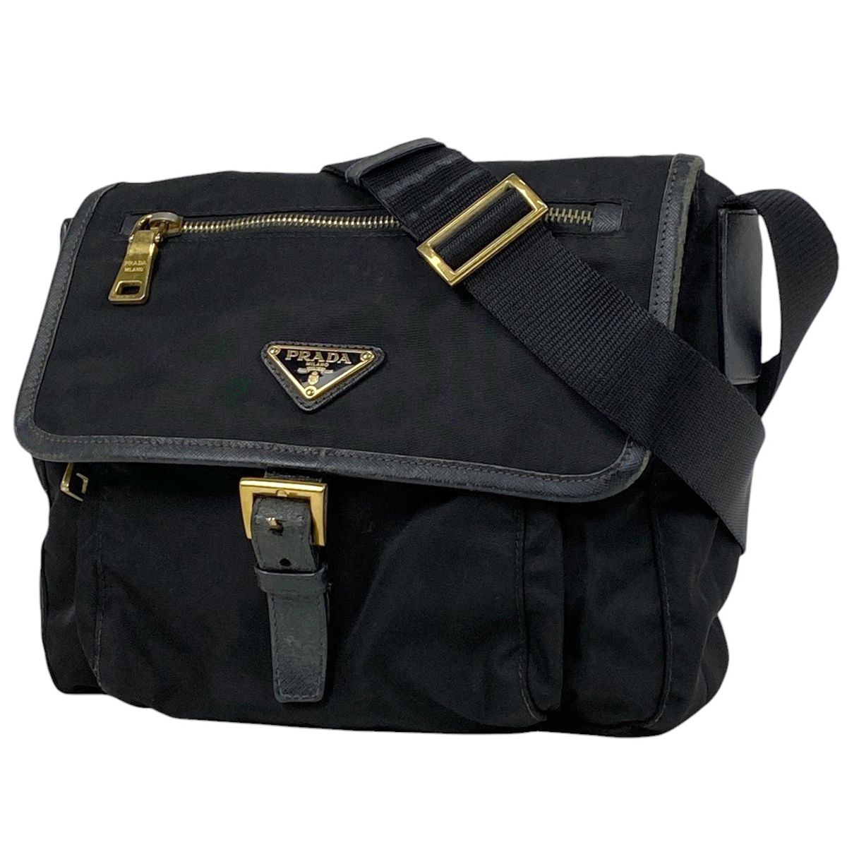 プラダ PRADA ロゴプレート ショルダーバッグ 斜め掛け ショルダー