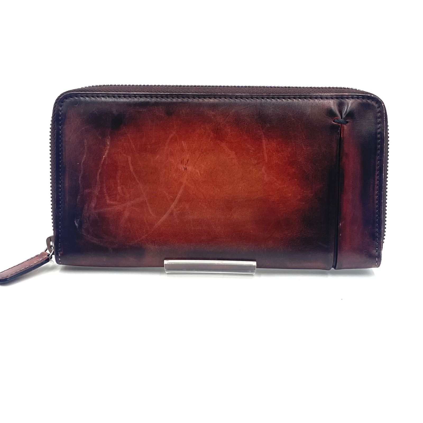 ベルルッティ カリグラフィ ラウンドファスナー長財布　レッドレザー　シルバー金具 storecullinan_be11064
