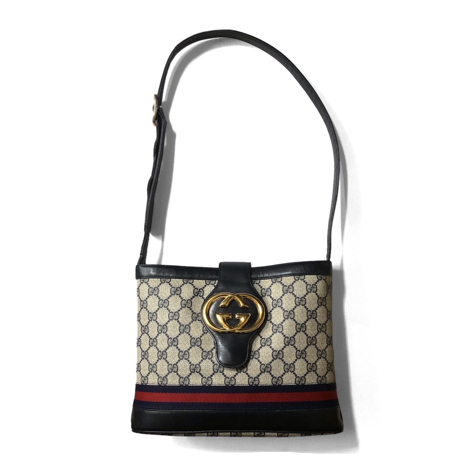 中古品】GUCCI オールドグッチ 30 001 1791 クレスト シェリーライン GG インターロッキング PVC ショルダーバッグ ネイビー  ヴィンテージ品 - メルカリ