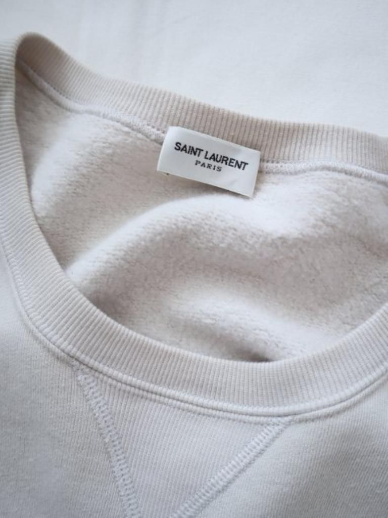 Yves Saint Laurent　　スウェット　ホワイト　クルーネック　ロゴ SAINT LAURENT YSLロゴコットンスウェットシャツ Sサイズ