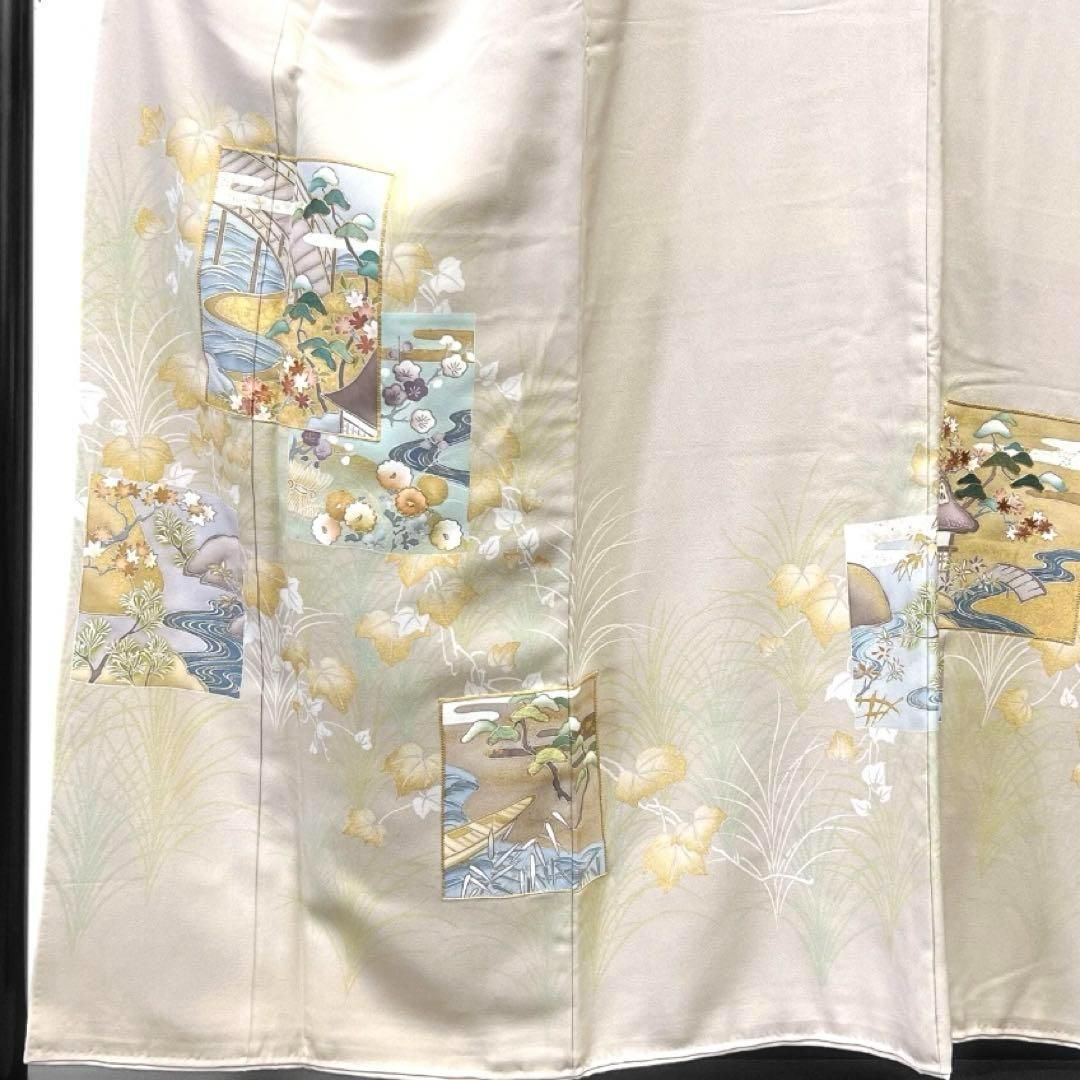 千總謹製 色留袖 三つ紋 比翼付き 金駒刺繍 色紙 景観模様 着物 千總謹製 色留袖 三つ紋 比翼付き 金駒刺繍 色紙 景観模様 着物