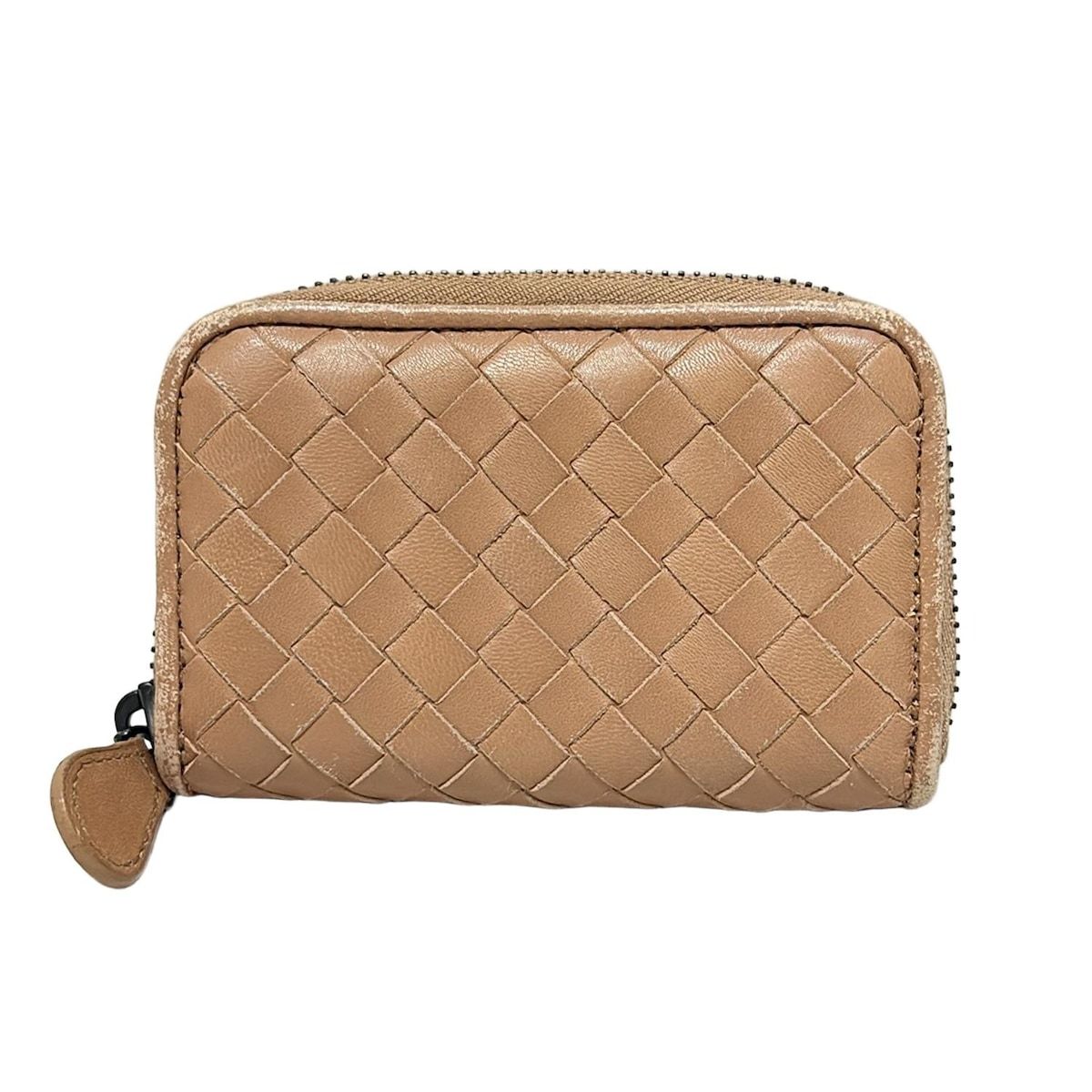 BOTTEGA VENETA ボッテガヴェネタ コインケース イントレチャート ベージュ ラウンドファスナー レザー