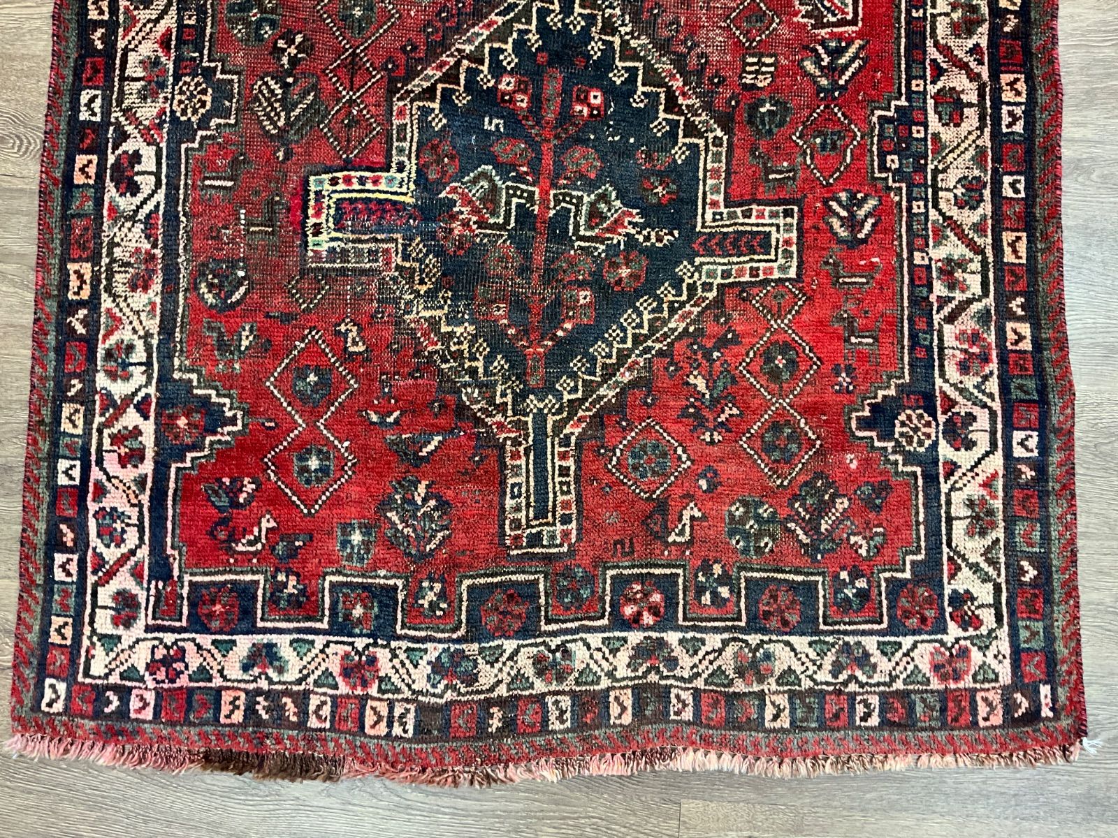 大判！ヴィンテージ 手織り ラグ イラン・シラーズ製 ペルシャ 319×175