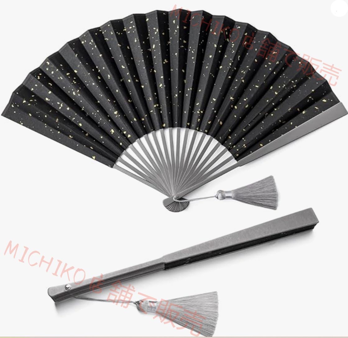 チタン ブラック 扇子 メンズ 折りたたみ式 紳士用 着物 和装小物 浴衣用 花火大会 お祭り 猛暑対策用 太 拳カンフー用