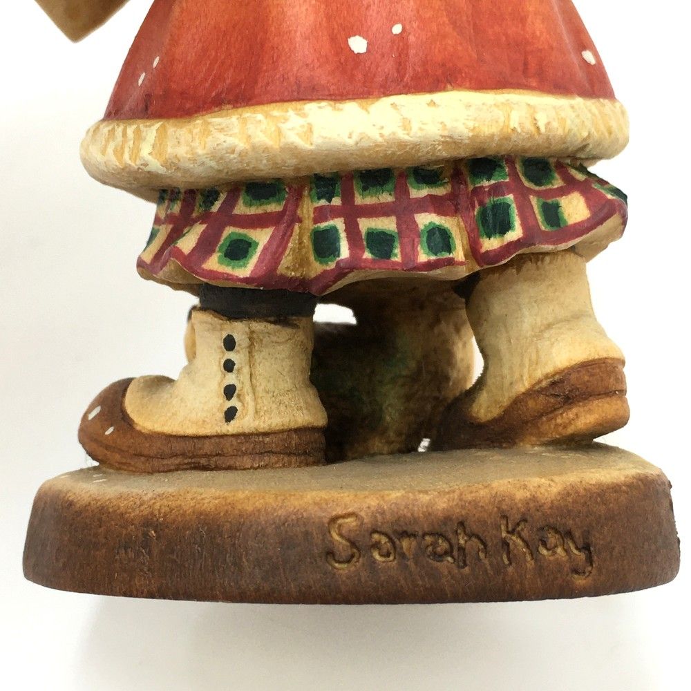 ○アンリ人形 少女 子犬 木彫り SarahKay サラ・ケイ 全高11cm