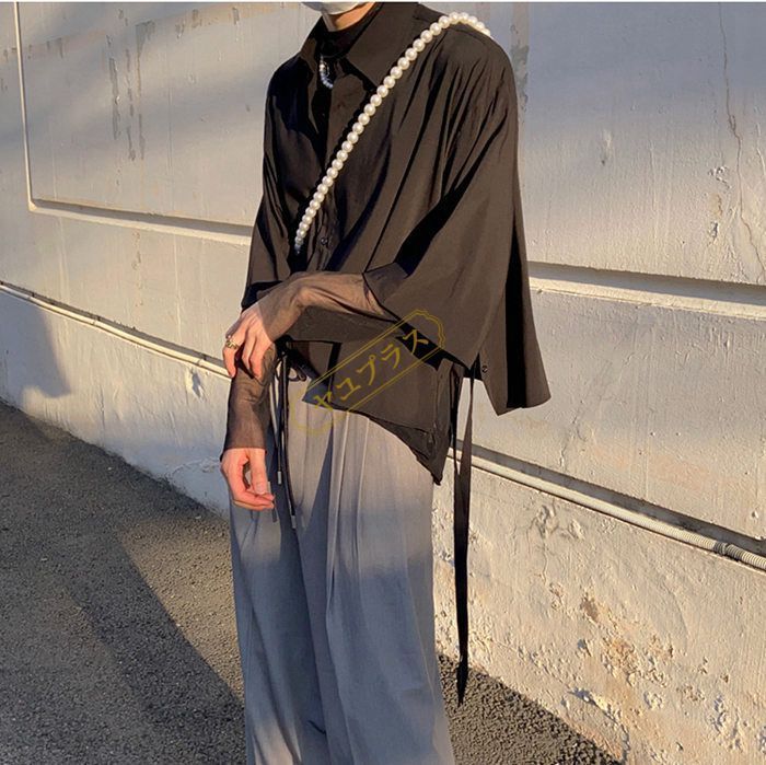 メンズ Tシャツ 長袖 ロング インナー 透け感 シアー ロンT タートルネック UVカット シースルー インナーシャツ カットソー トップス 長袖Tシャツ dOoj292