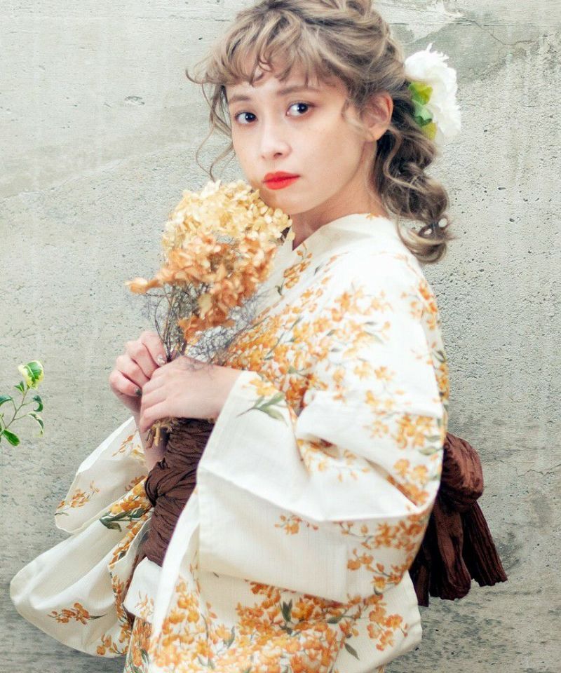 dita 浴衣　夏のオレンジユーム 夏のオレンジユーム】Dita ディータ 浴衣 5点セット レディース