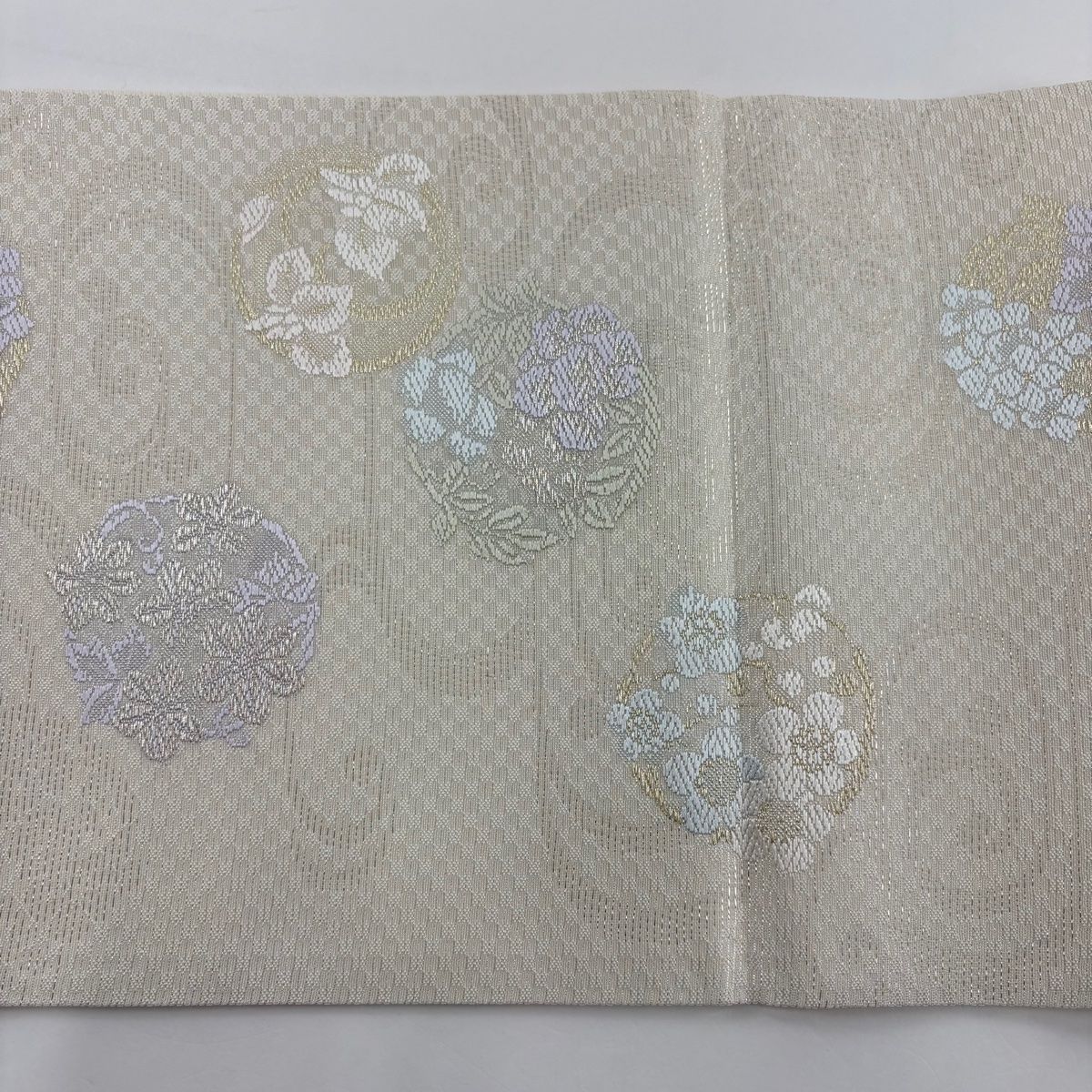 C 美品 流れに花模様 金糸 六通 正絹 薄物 夏用 絽 紗 フォーマルな袋帯 C 美品 流れに花模様 金糸 六通 正絹 薄物 夏用 絽 紗