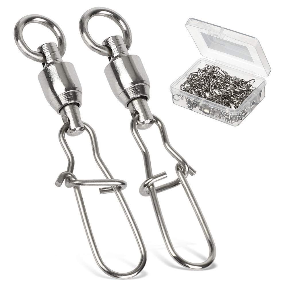 Size:#4 (35kg) 50個 AMYSPORTS 高強度 ステンレス スイベル 耐腐食 海