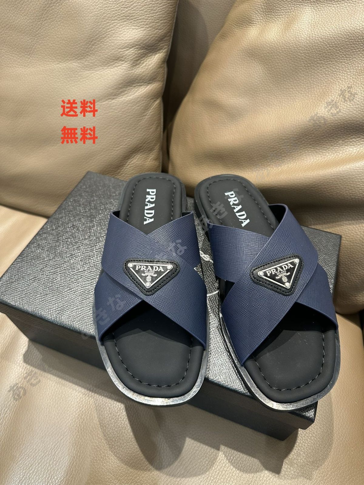 大人気 新品未使用 Prada/プラダ メンズサンダル 黑青  【並行輸入品】