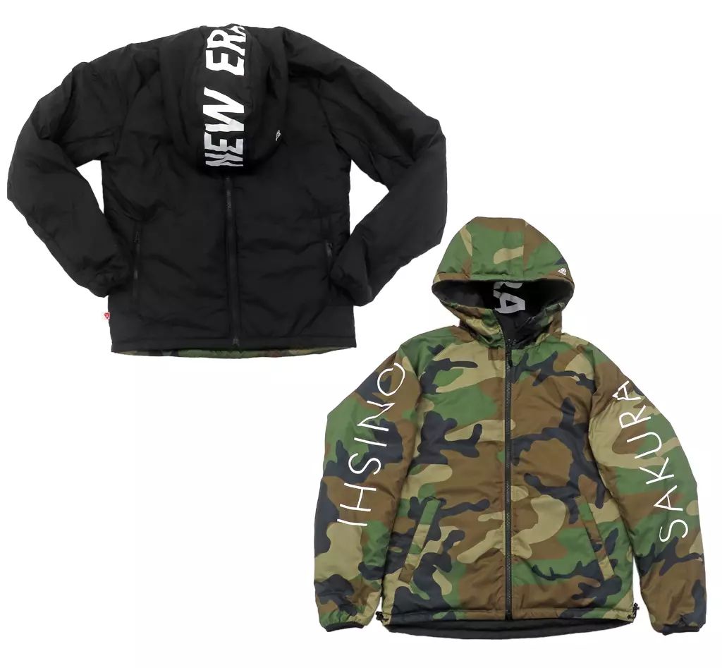 アウターウェア リバーシブル ライトパデットジャケット ウッドランドカモ ブラック Mサイズ NEW ERA