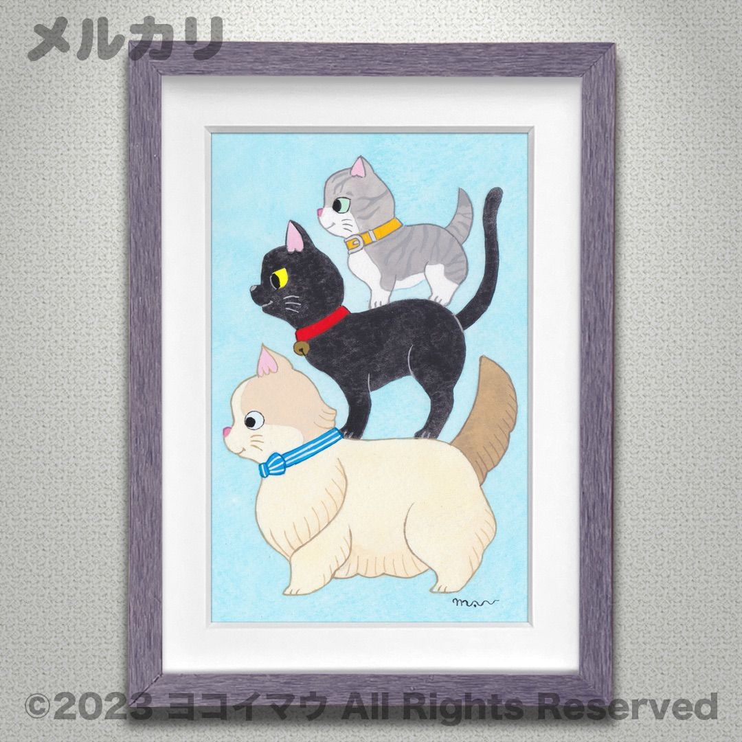 原画「猫の背中になにかある〜エジプト」猫/イラスト/アート/絵画