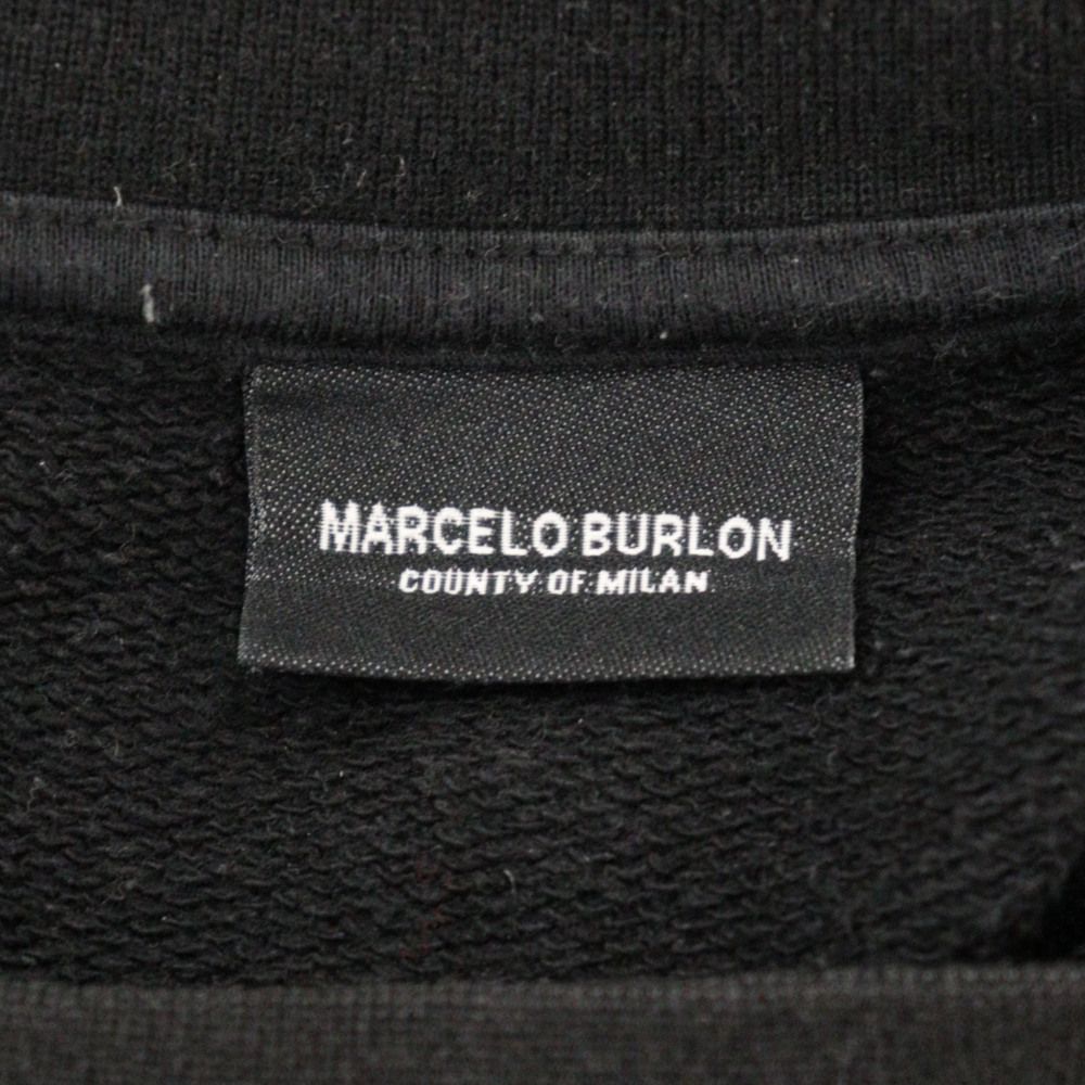 MARCELO BURLON (マルセロバーロン) COUNTY OF MILAN カウンティ ミラノ ウルフプルオーバースウェット トレーナー ブラック/ブルー