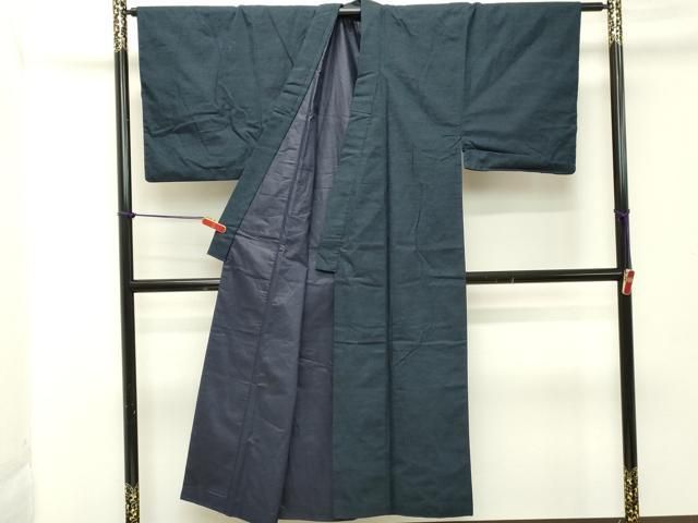 平和屋着物□男性 紬 アンサンブル 長羽織 紺色 正絹 逸品 DAAO6879cd