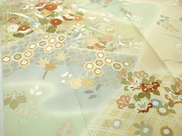 平和屋本店□極上 創業460年・千總 訪問着 駒刺繍 吉祥花文 暈し染め
