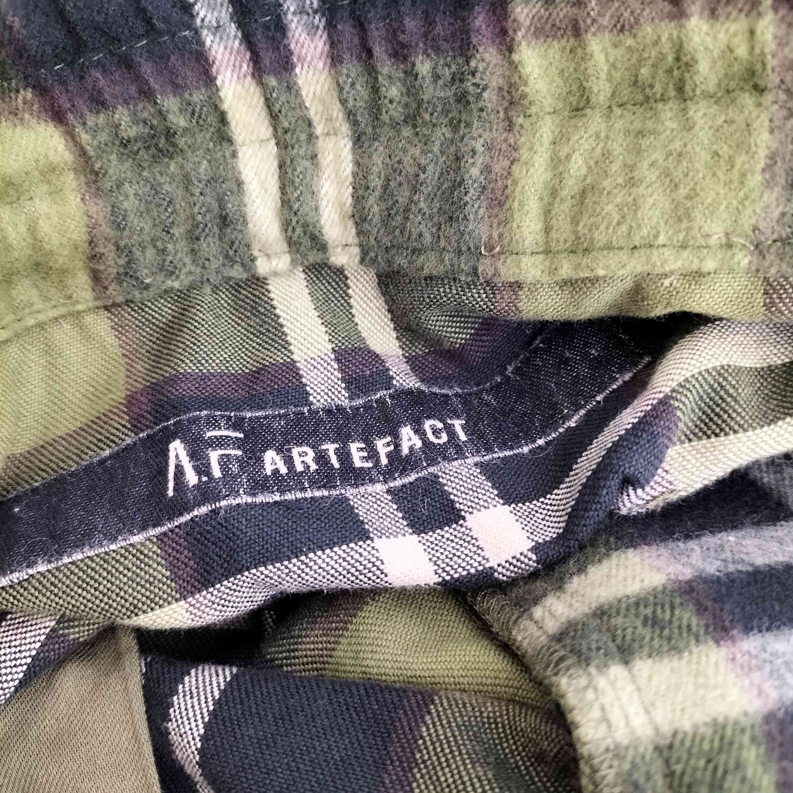 A.F ARTEFACTサルエルパンツ 緑と黒のチェック柄 A.F ARTEFACTサルエルパンツ 緑と黒のチェック柄