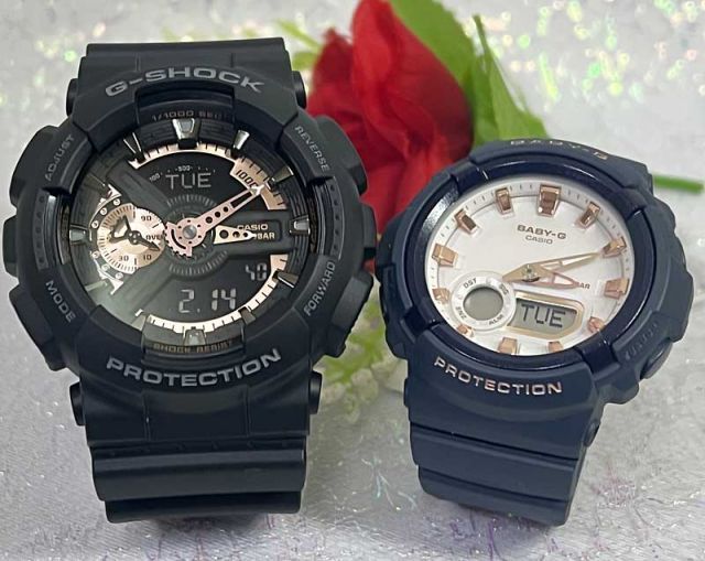 恋人たちのGショック ペアウオッチ G-SHOCK ペア腕時計 カシオ 2本セット gショック GA-110RG-1AJF   BGA-280BA-2AJFアナデジ 電池式  ラッピング無料 　クリスマス プレゼント 誕生日 御祝い還暦 銀婚式