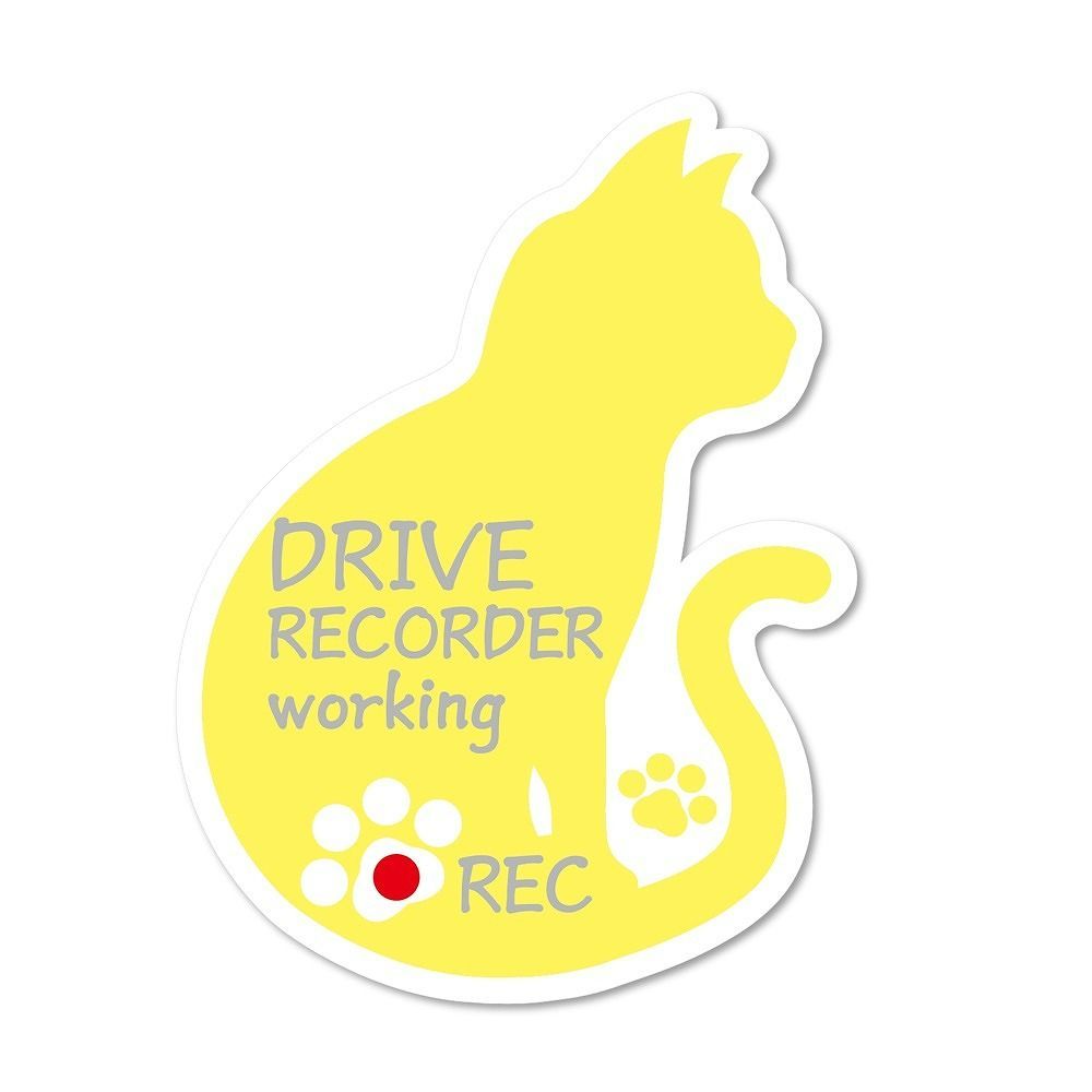 【ステッカー】猫のシルエットステッカー(ドラレコ録画中)car_character_06_rec