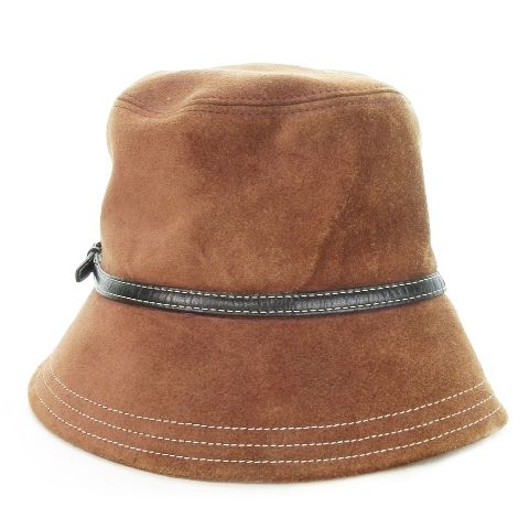 COACH ロゴ柄 ハット ブラウン コーチ COACH 帽子 ハット クロッシェ スエード ベルトデザイン