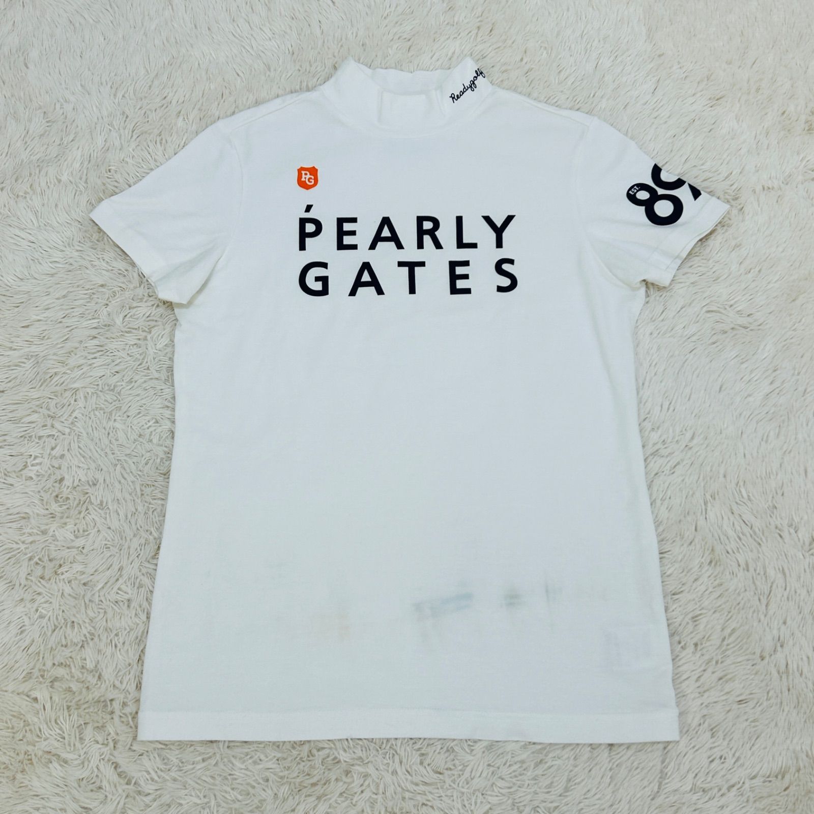 PEARLY GATES パーリーゲイツ ロゴプリント 半袖モックネックシャツ 