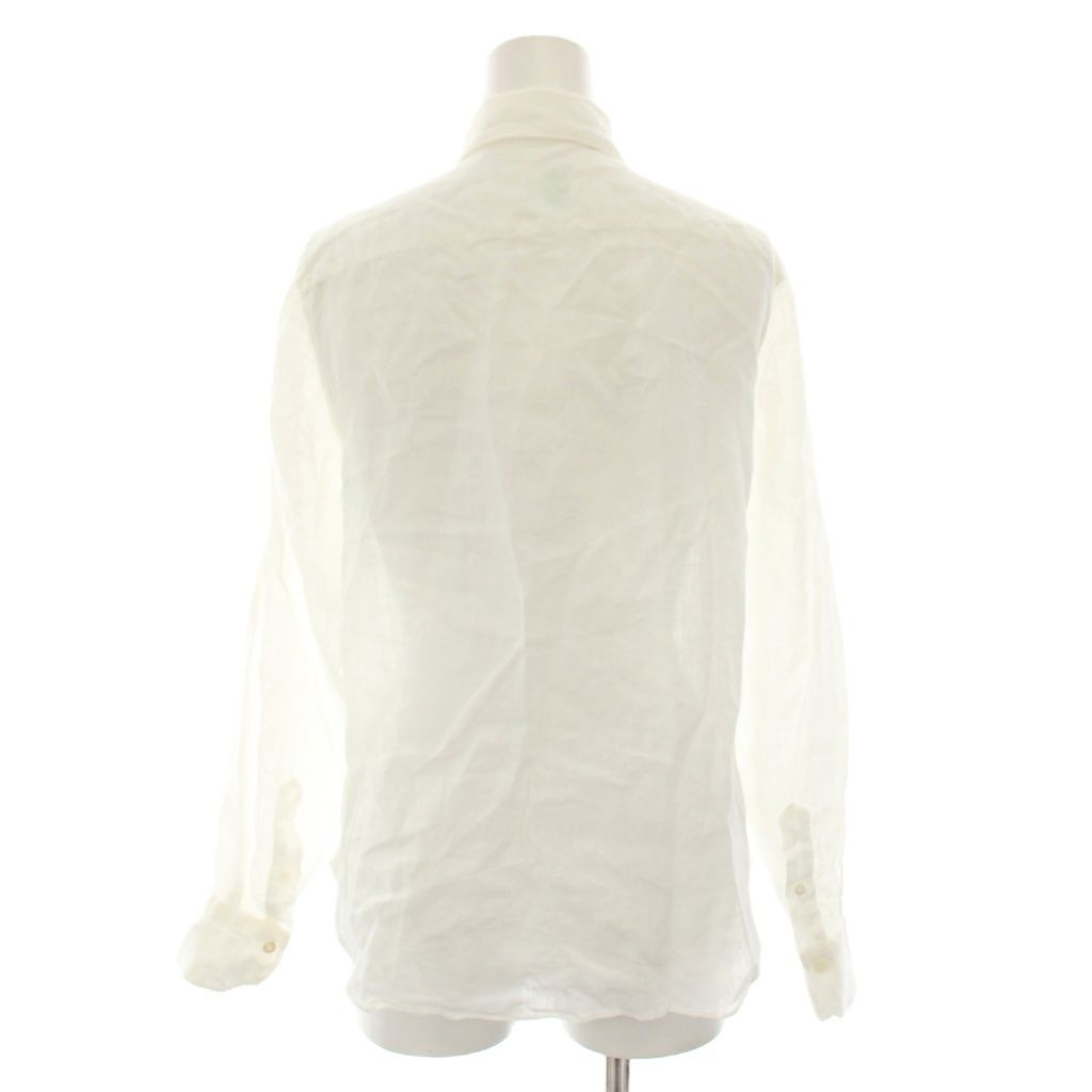 【美品】Finamore 白 長袖 シャツ リネン　サイズ40 美品 イタリア製《Finamore》コットンリネンシャツ(40)白 透け感