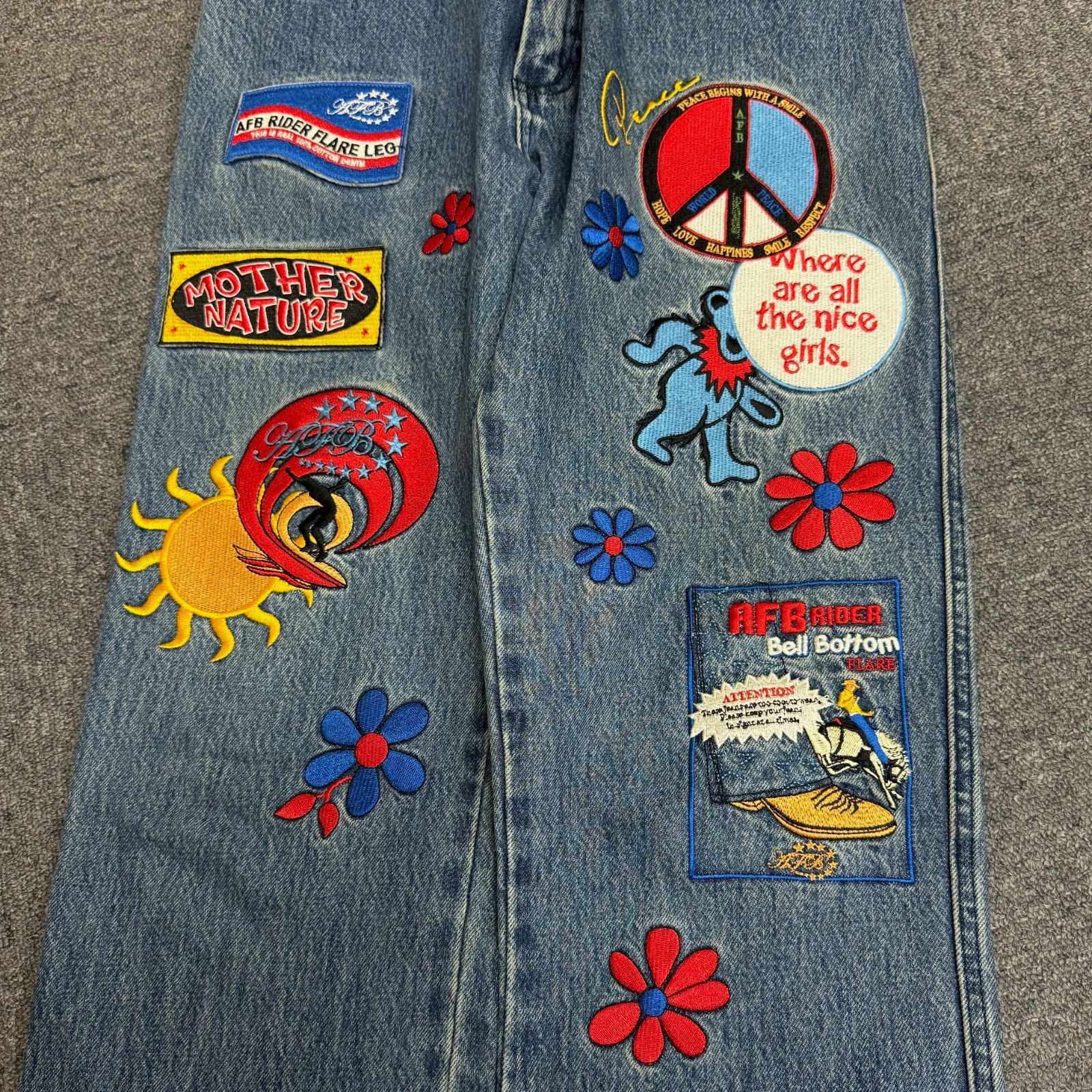 AFB Patched Flare Denim Pants パッチドフレアデニムパンツ AFB Patched Flare Denim Pants パッチドフレアデニムパンツ
