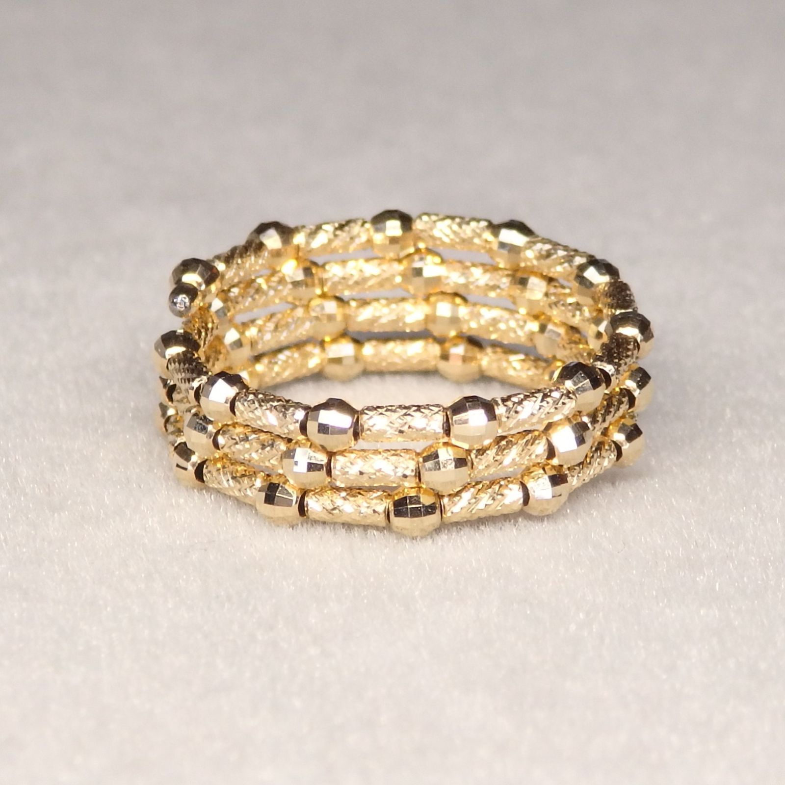 形状記憶リング 3連 Z5766 ゴールドK18 地金 指輪 フリーサイズ