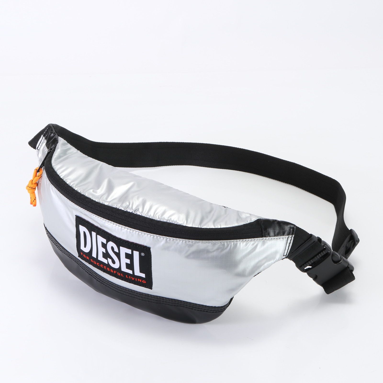 美品 DIESEL ディーゼル シルバー X08030 2WAY ボディバッグ 斜め掛け ボディ ウエストポーチ ショルダー メンズ EEM  O9-5【中古】