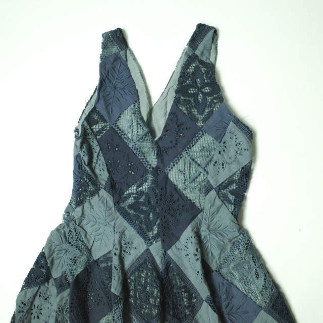 RRL ダブルアールエル パッチワークスリーブレスドレス ノースリーブワンピース 1 Indigo Double RL レディース 定価176,000円 g18095 RRL ダブルアールエル パッチワークスリーブレスドレス ノースリーブ