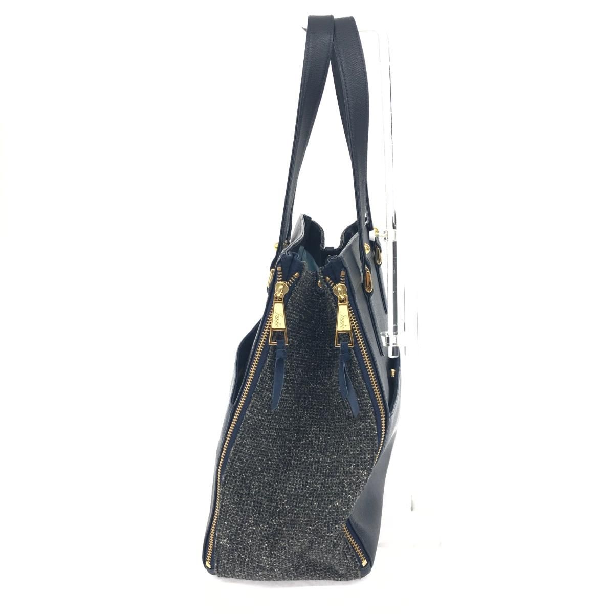 美品 IANNE イアンヌ ヴァネッサマキシム トートバッグ ネイビー 